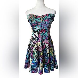 Betsey Johnson Vintage Bambi Strapless Dress Made USA Pockets S